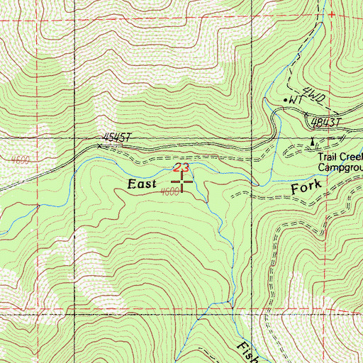 Topographic Map of Fish Lake Creek, CA