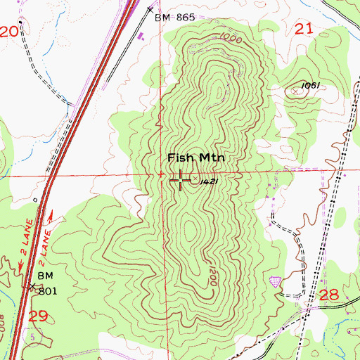 Topographic Map of Fish Mountain, CA
