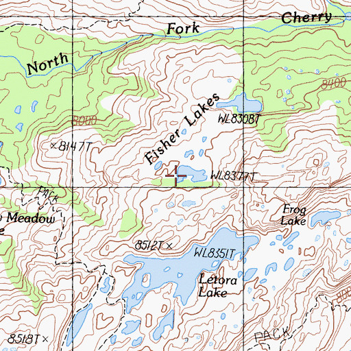 Topographic Map of Fisher Lakes, CA