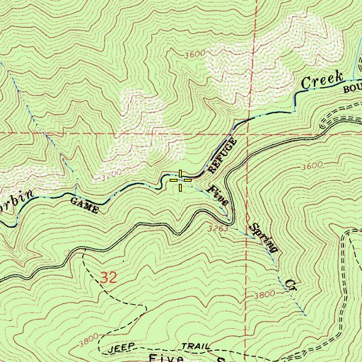 Topographic Map of Five Spring Creek, CA