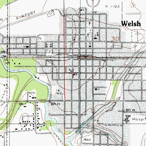 Topographic Map of First Presbyterian Church of Welsh, LA