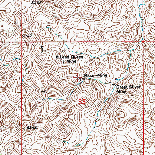 Topographic Map of Basin Mine, AZ