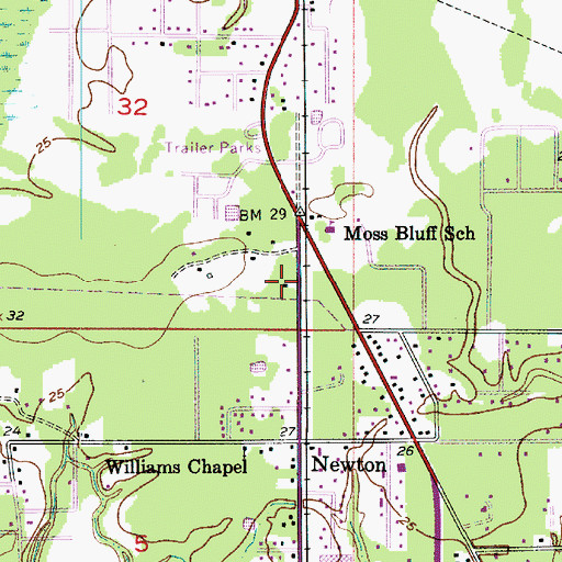 Topographic Map of Midway Baptist Church, LA
