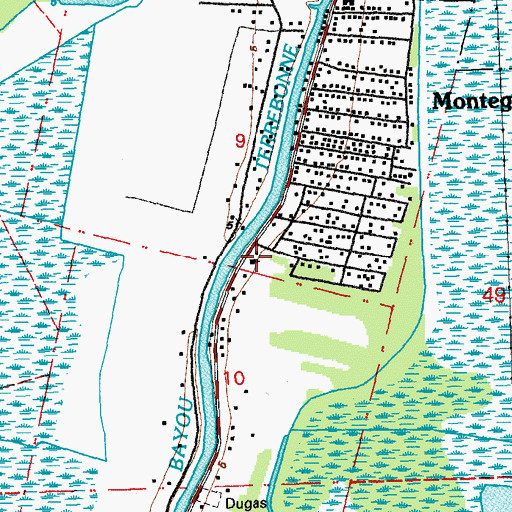 Topographic Map of Montegut Baptist Church, LA