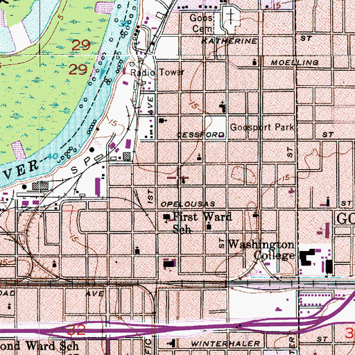 Topographic Map of New Emanuel Baptist Church, LA
