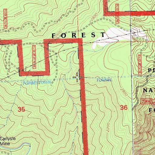 Topographic Map of Forbestown Tunnel, CA