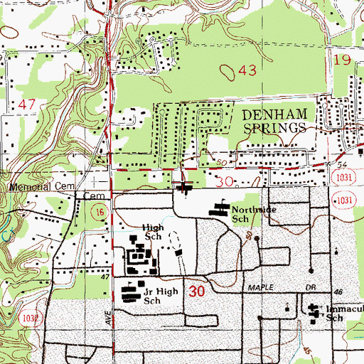 Topographic Map of Northside Baptist Church, LA