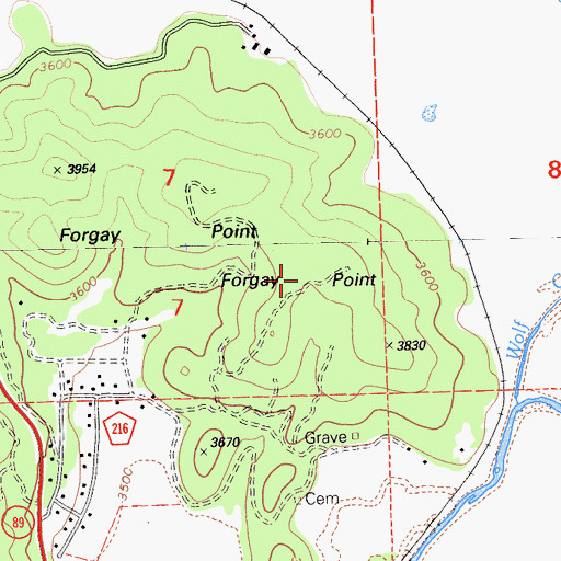 Topographic Map of Forgay Point, CA