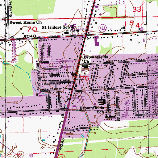 Topographic Map of Saint Pauls United Methodist Church, LA