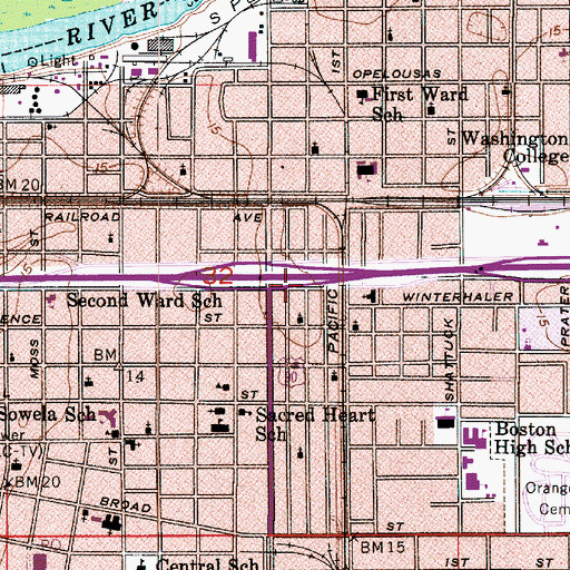 Topographic Map of Sharon Chapel Seventh Day Church, LA