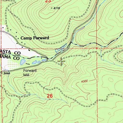 Topographic Map of Forward Mill, CA