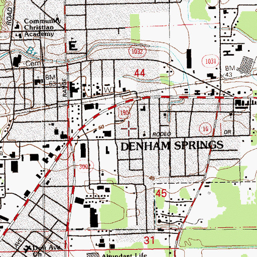 Topographic Map of The Church of God of Denham Springs, LA