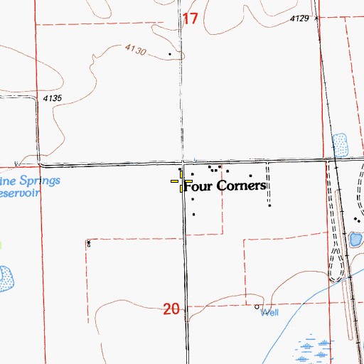 Topographic Map of Four Corners, CA