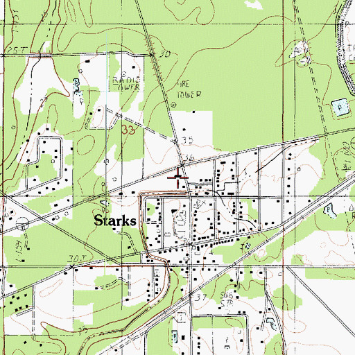 Topographic Map of Calcasieu Parish Library Starks Branch, LA