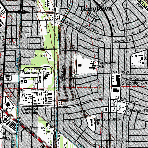 Topographic Map of Jefferson Parish Library Terrytown Branch, LA