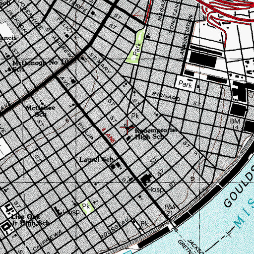 Topographic Map of Francis Xavier Seelos Museum, LA