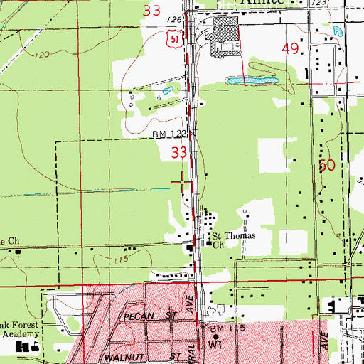 Topographic Map of Tangipahoa Parish Office, LA