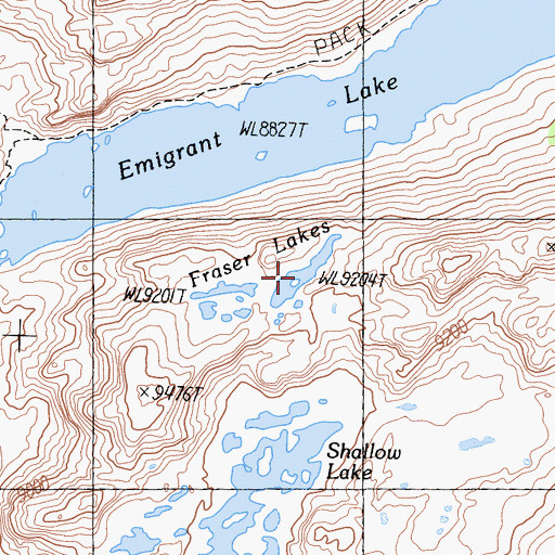 Topographic Map of Fraser Lakes, CA