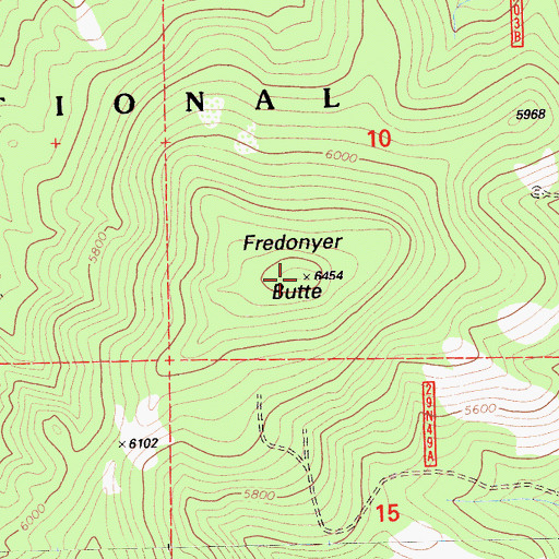 Topographic Map of Fredonger Butte, CA