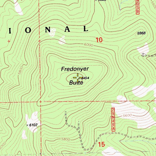Topographic Map of Fredonger Butte, CA