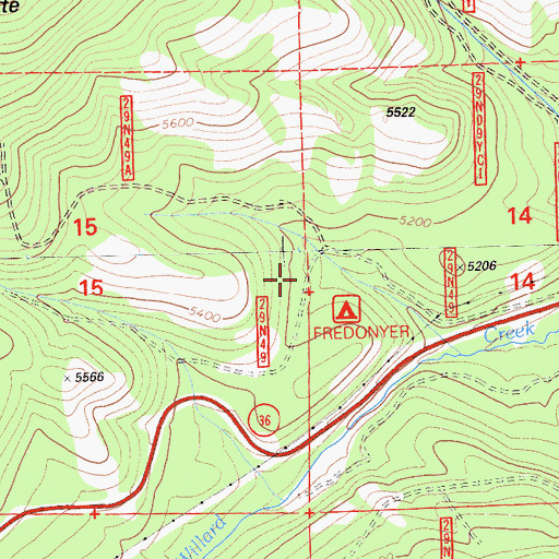Topographic Map of Fredonyer Campground, CA