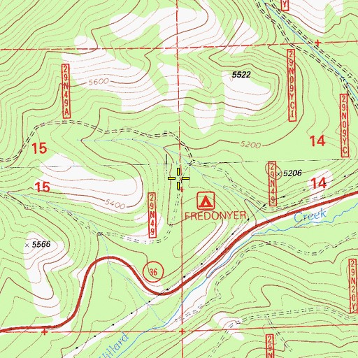 Topographic Map of Fredonyer Campground, CA