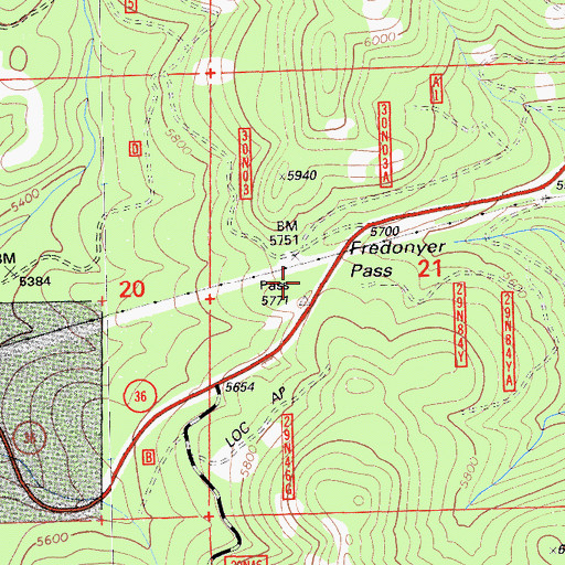Topographic Map of Fredonyer Pass, CA
