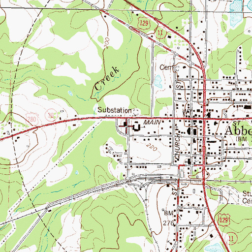 Topographic Map of Abbeville Volunteer Fire Department, GA