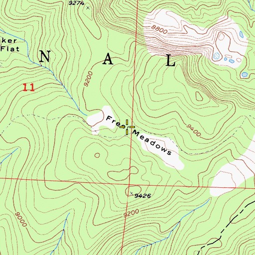 Topographic Map of Free Meadows, CA