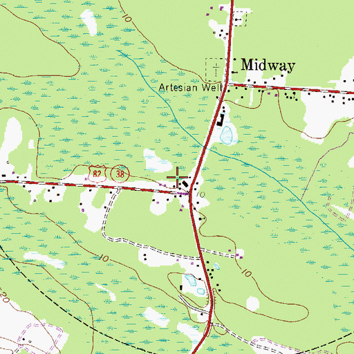 Topographic Map of Midway Volunteer Fire Department, GA