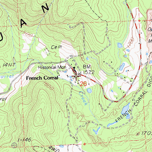 Topographic Map of French Corral, CA