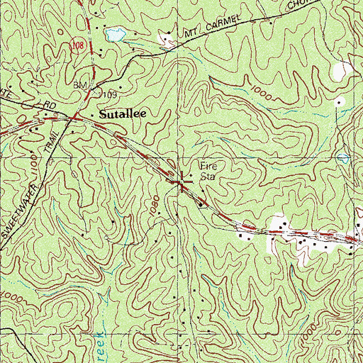 Topographic Map of Sutallee Volunteer Fire Department, GA