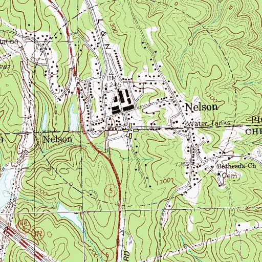 Topographic Map of Nelson Volunteer Fire Department, GA