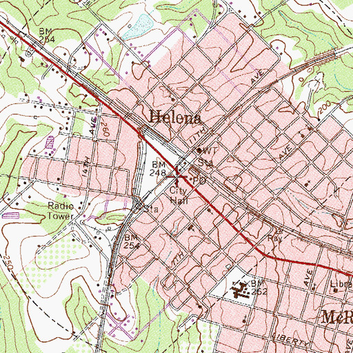 Topographic Map of Helena Volunteer Fire Department, GA
