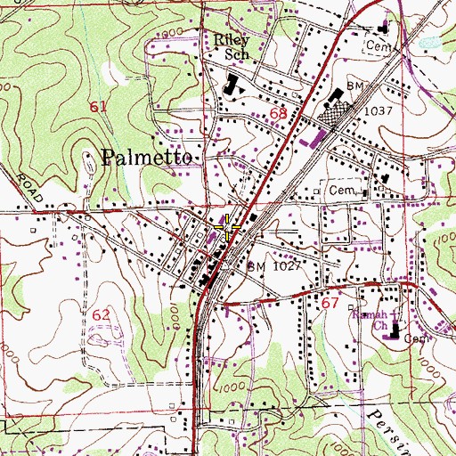 Topographic Map of Palmetto Fire Department Station 31, GA