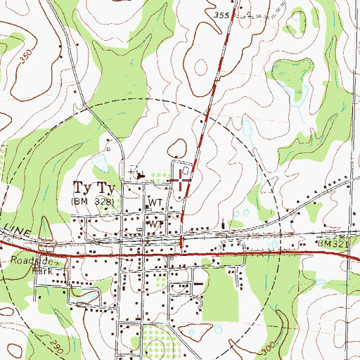 Topographic Map of Ty Ty Volunteer Fire Department Station 4, GA