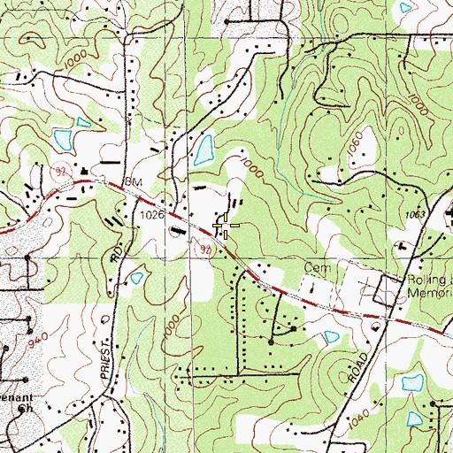 Topographic Map of Cherokee County Fire Department Station 19, GA