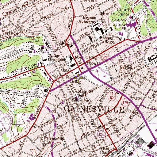 Topographic Map of Hall County Fire Services Station 21, GA