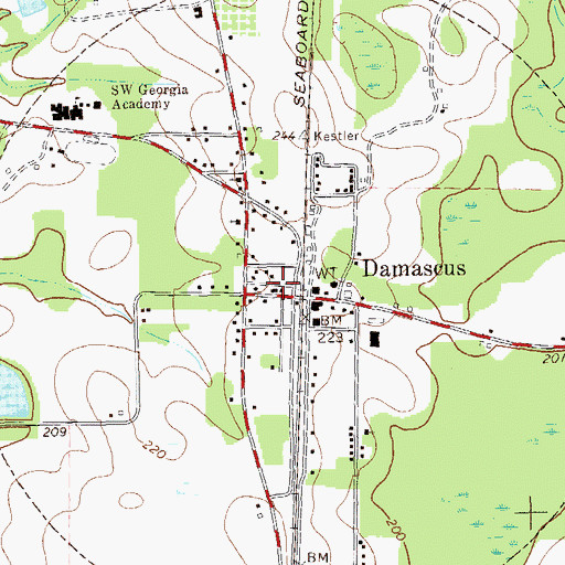 Topographic Map of Damascus Volunteer Fire Department, GA