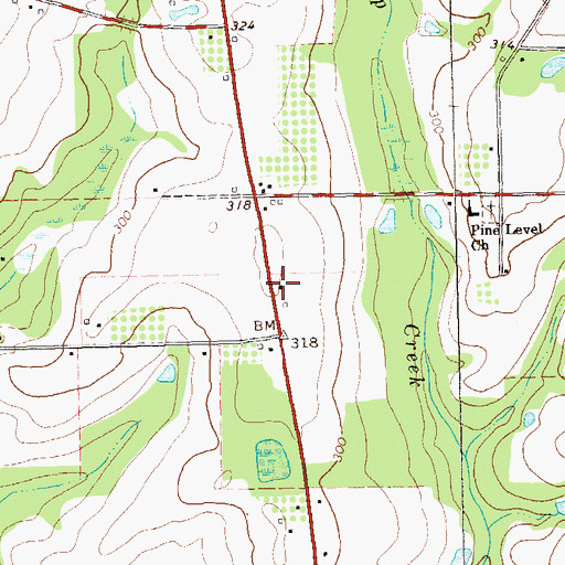 Topographic Map of Grady County Volunteer Fire Department Pine Level Station, GA