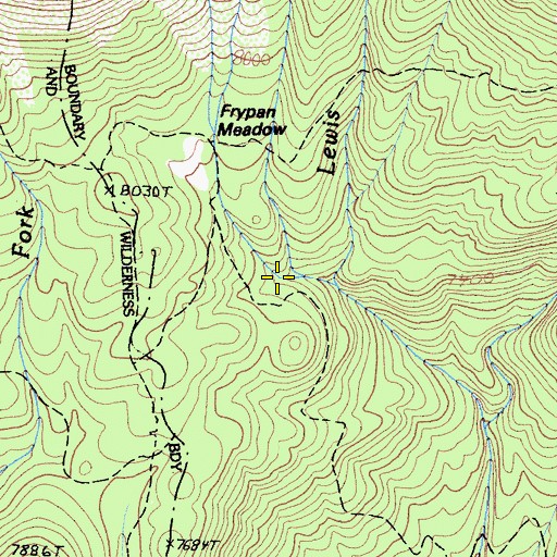Topographic Map of Frypan Meadow, CA
