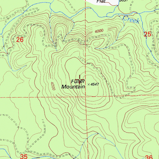 Topographic Map of Fuller Mountain, CA