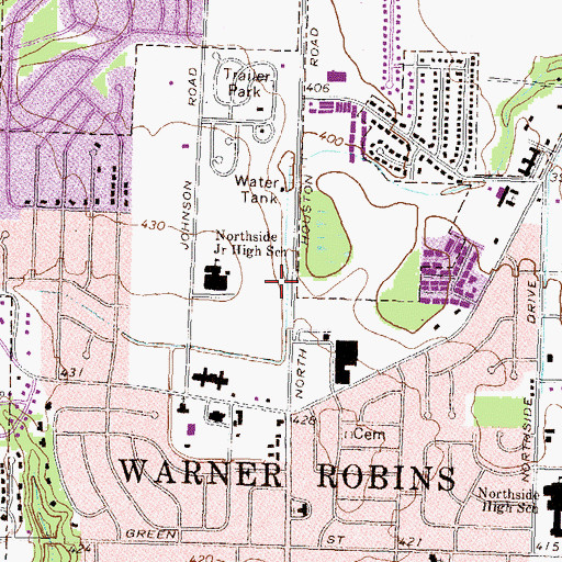 Topographic Map of Warner Robins Fire Department Station 4, GA