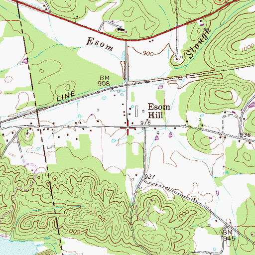 Topographic Map of Polk County Volunteer Fire Department Esom Hill Station, GA