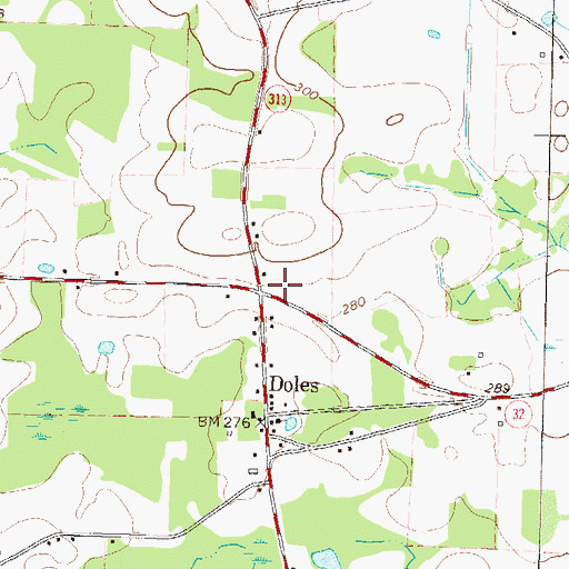 Topographic Map of Doles Volunteer Fire Department Station 11, GA