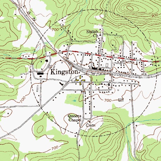 Topographic Map of Kingston Fire Department, GA