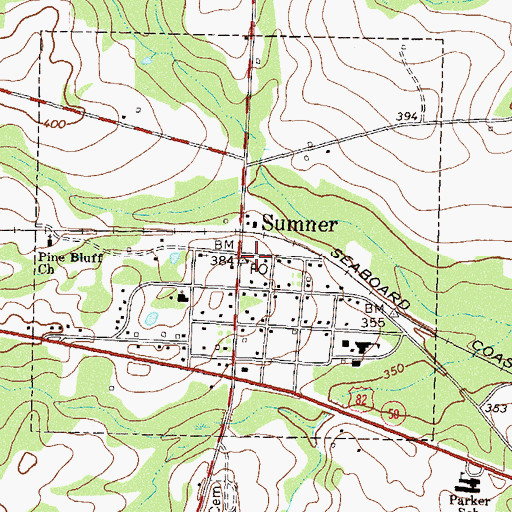 Topographic Map of Sumner Volunteer Fire Department Station 8, GA