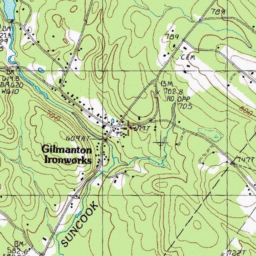 Topographic Map of Gilmanton Fire Department Station 1, NH