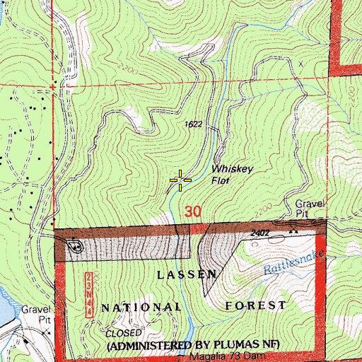 Topographic Map of Genil Mine, CA