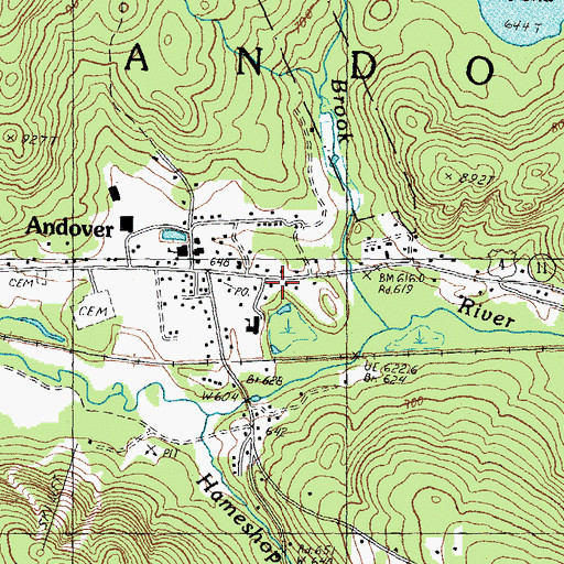 Topographic Map of Andover Fire Department, NH